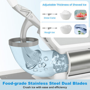 300W Commercial Ice Crusher with Dual Blades and Safety Switch-White