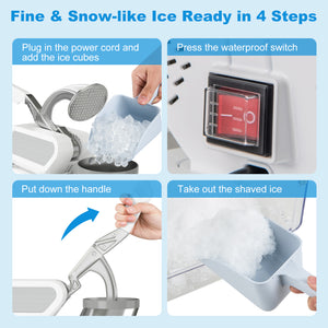 300W Commercial Ice Crusher with Dual Blades and Safety Switch-White