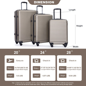 3 Piece Luggage Sets Lightweight Suitcase With Two Hooks, Spinner Wheels, Tsa Lock by Couch.com