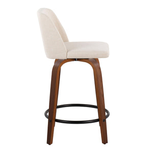 Toriano - Mid Century Modern, Fixed Height Counter Stool & Swivel And Round Footrest (Set of 2) by Couch.com