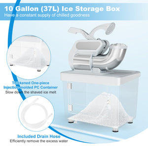 300W Commercial Ice Crusher with Dual Blades and Safety Switch-Gray
