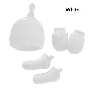 Newborn Hat Mittens And Socks Set With Rubber-soled Shoes