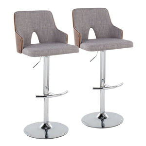 Stella - Contemporary Adjustable Barstool Stool With Swivel With Rounded T Footrest (Set of 2) by Couch.com