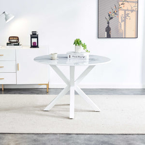 5 Pieces Dining Set, Table Cross Leg Mid-Century Dining Table For 4 - 6 People With Round Table Top, Pedestal Dining Table, End Table Leisure Coffee Table - White by Couch.com
