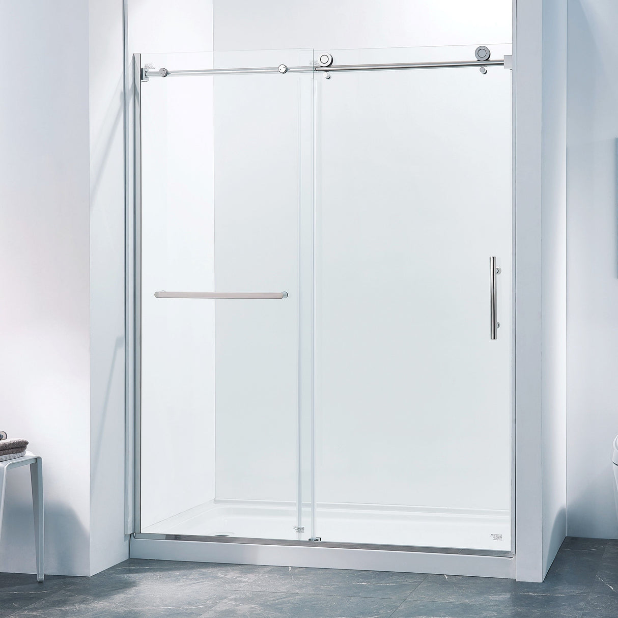 Semi-Frame Single Sliding Shower Door, 304 Stainless Steel, 5 / 16" (8Mm) Thick Sgcc Tempered Clear Glass by Couch.com