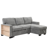 Stylish And Functional Light Chaise Lounge Sectional With Storage Rack Pull-Out Bed Drop Down Table And USB Charger by Couch.com
