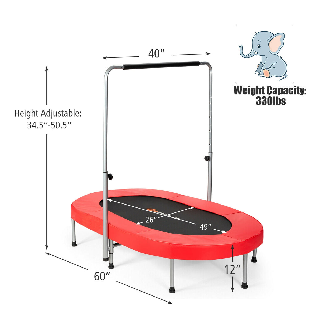 2-Person Foldable Mini Kids Fitness Rebounder Trampoline-Blue