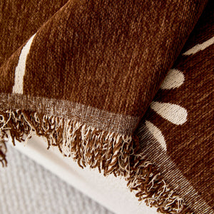 Chenille Jacquard Sofa Throw Cover with Tassel Soft Thick Couch Protector Blanket