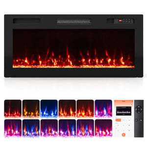30/36/40/50/60/72 Inch Smart WiFi Electric Fireplace with Recessed and Wall Mounted-40"