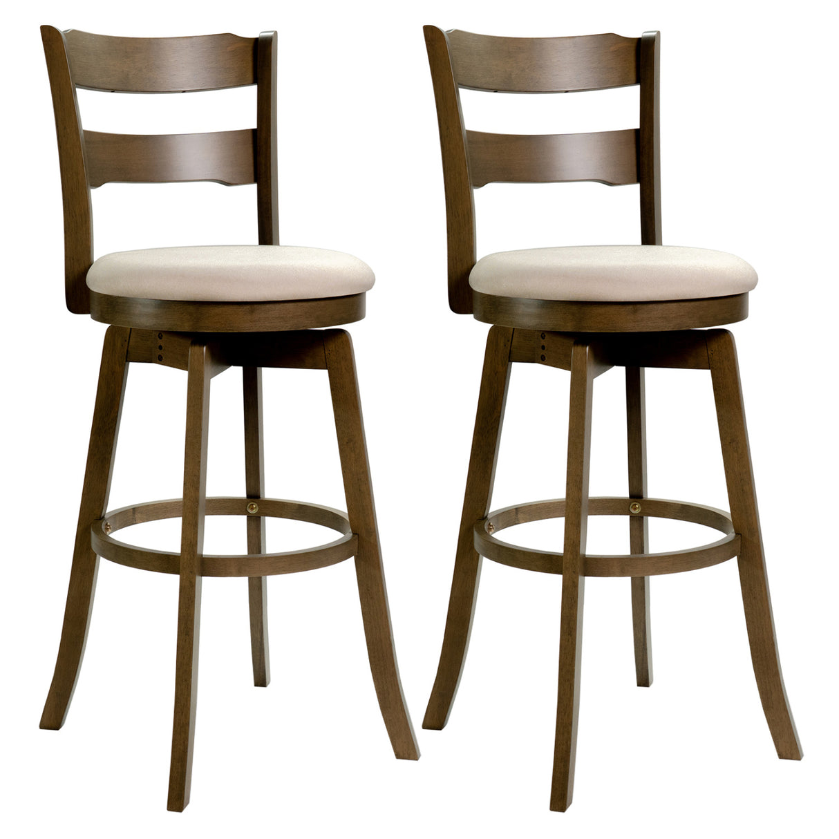 30.5 Inch Swivel Barstools with Backrest & Upholstered Seat-Set of 2