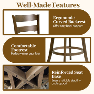 30.5 Inch Swivel Barstools with Backrest & Upholstered Seat-Set of 2