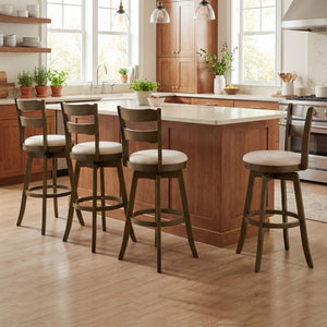 30.5 Inch Swivel Barstools with Backrest & Upholstered Seat-Set of 4