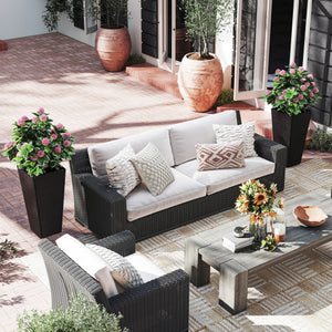 30 Inch Modern Decorative Planter Pots Set of 2 with Open-ended Base