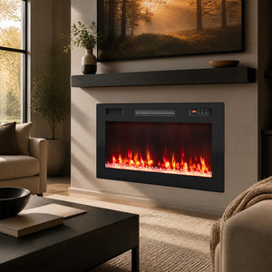 30 Inch Smart WiFi Electric Fireplace with Recessed and Wall Mounted