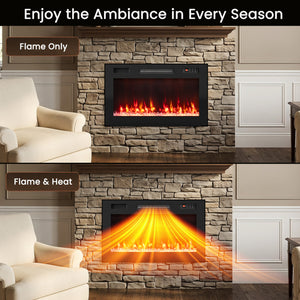 30 Inch Smart WiFi Electric Fireplace with Recessed and Wall Mounted