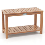 30 Inch Teak Wood Shower Bench Inside Shower Stool with Storage Shelf