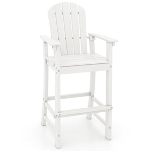 30 Inches Counter Height Outdoor HDPE Bar Stool with Armrests and Footrest-White