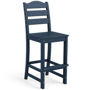 30 Inches Counter Height HDPE Bar Stool with Backrest and Footrest-Navy