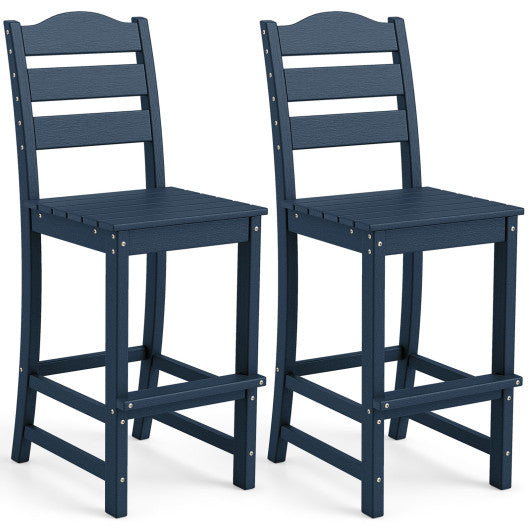 30 Inches Counter Height HDPE Bar Stool with Backrest and Footrest-Navy