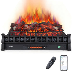 30" WiFi Fireplace Insert Lemonwood Set with App & Remote Infrared Quartz Electric Fireplace Heater-Black