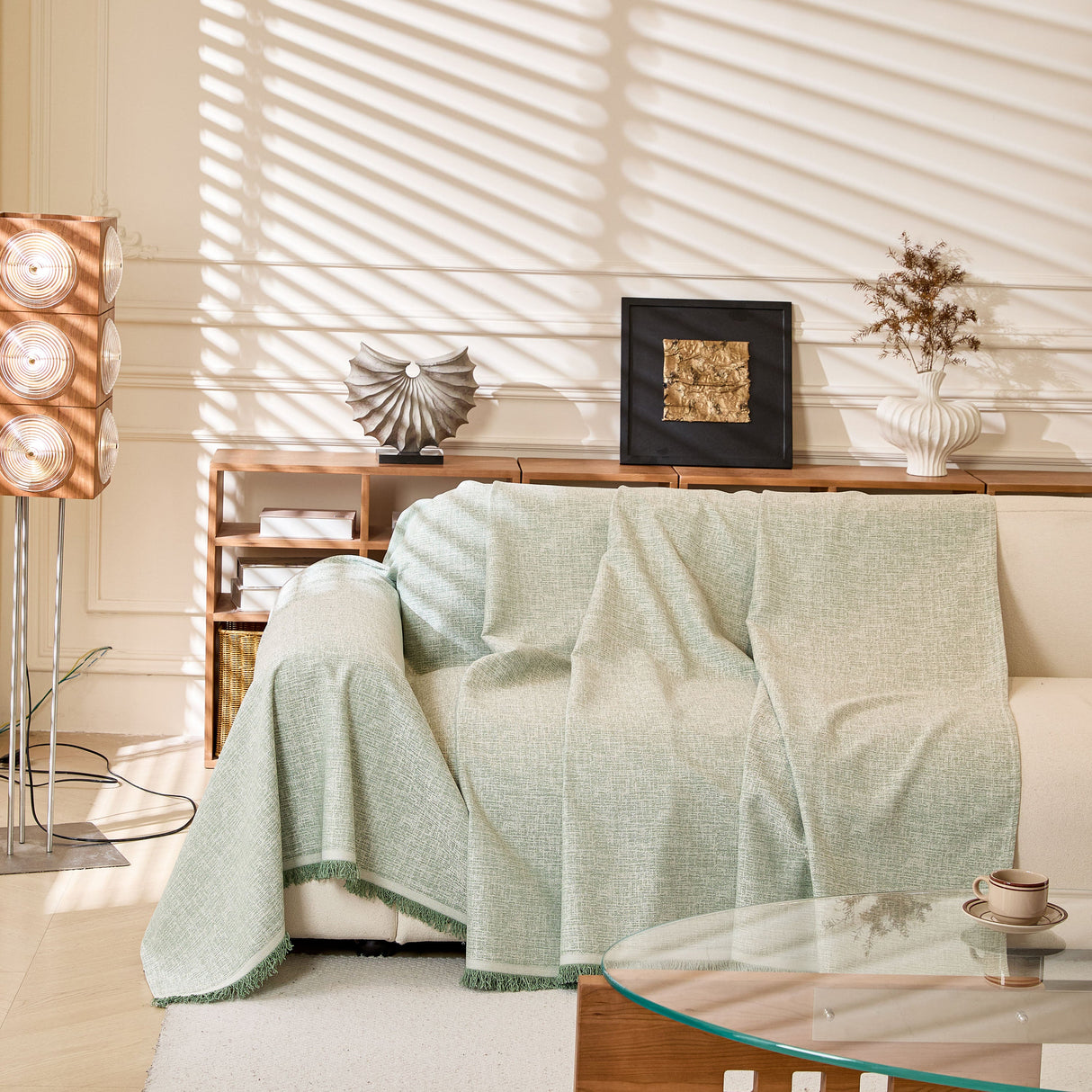 Natural Textured Linen Couch Cover, Breathable & Hypoallergenic Furniture Protector