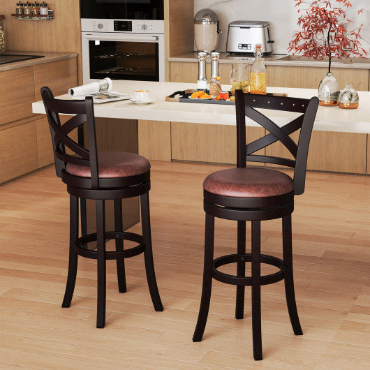 26/30 Inch Swivel Bar Stools Set of 2 Bar Chairs with Padded Seat-30 inches