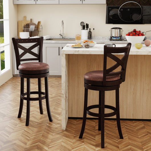 26/30 Inch Swivel Bar Stools Set of 2 Bar Chairs with Padded Seat-30 inches