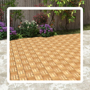 Pack of 30 Acacia Wood Interlocking Deck Tiles-Brown