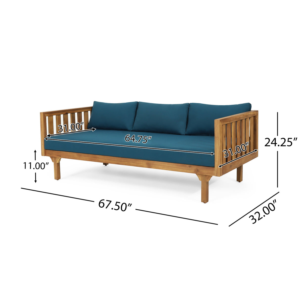Claremont Patio Furniture Set: 3-Seater Daybed + Acacia Wood Table