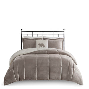 Full/Queen Plush to Sherpa Down Alternative Comforter Set