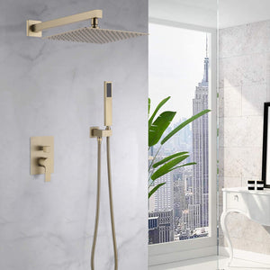 Luxury Bathroom Ceiling Mount Rain Mixer Shower System With Brushed Finish by Couch.com