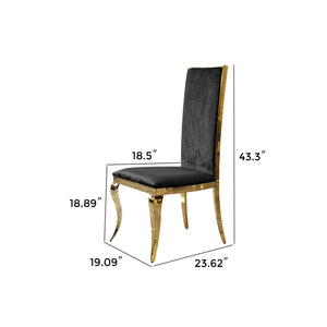 Dining Chair (Set of 2) With Unique Backrest Stainless Steel Legs - Gold by Couch.com