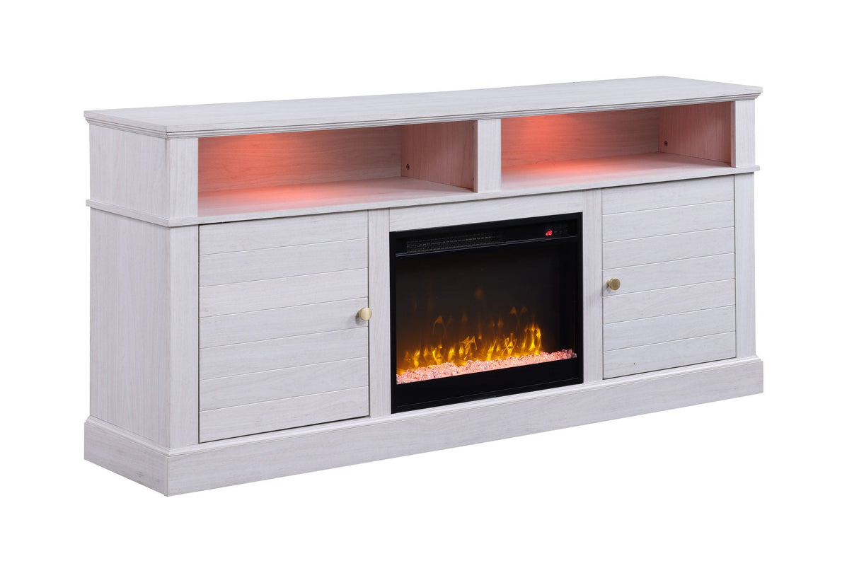 Lucifer - TV Stand Console With Fireplace - White Walnut by Couch.com