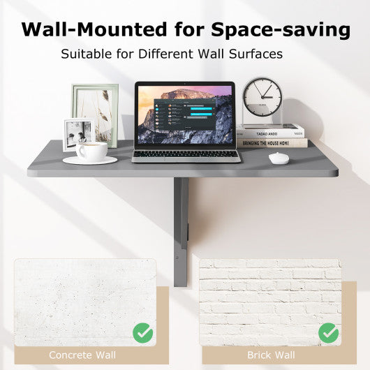 31.5 x 23.5 Inch Wall Mounted Folding Table for Small Spaces-Gray