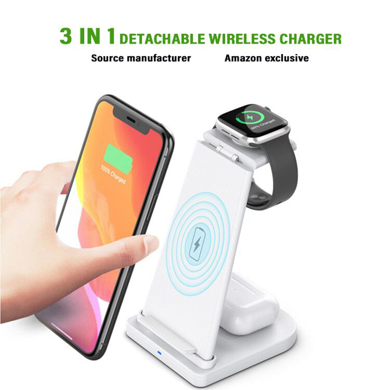 3-in-1 Fast Wireless Charging Stand for Phones, Apple Watch & AirPods by Infinite Basics