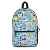Kids Town Vehicles Blue Backpack