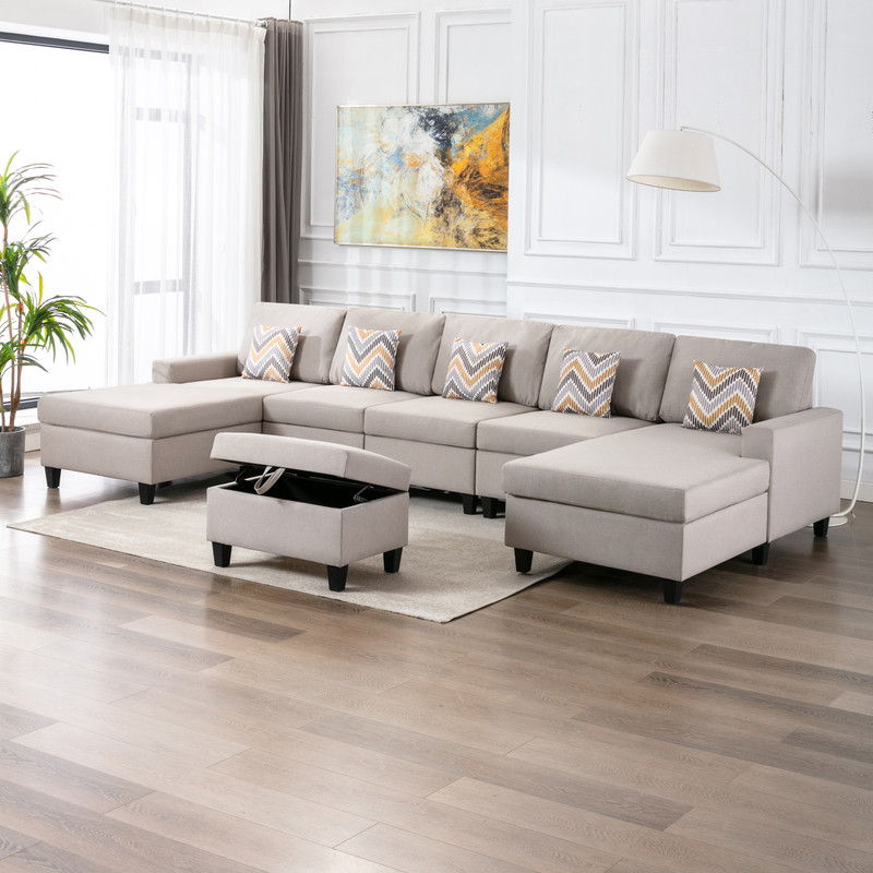 Nolan - Fabric 6 Piece Sectional Sofa With Pillows And Interchangeable Legs by Couch.com