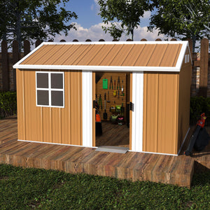 Heavy Duty Metal Storage Shed With Windows And Lockable Door, Weatherproof Outdoor Garden Shed by Couch.com