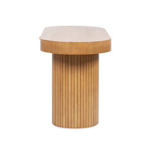 Couch.com Jesse Single Drawer Fluted Oval Console Desk Honey Brown, Durable Design, Wood Construction, Light Brown Finish by Couch.com