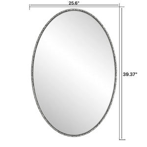 Iron Art Oval Retro Mirror with Antique Effect in Silver