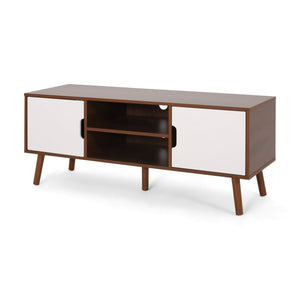 TV Stand With Shelves And Splayed Legs - White / Walnut by Couch.com