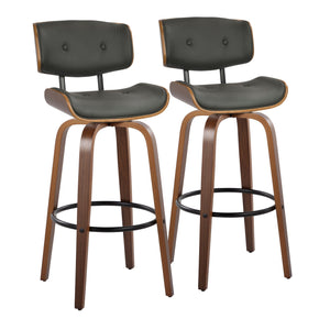Lombardi - Mid-Century Modern Fixed Height Barstool With Swivel With Round Footrest (Set of 2) by Couch.com