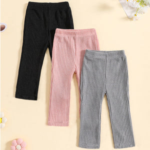 Girls' Knitted Cotton Leggings Warm-keeping Pants Long Pants Straight-leg Pants