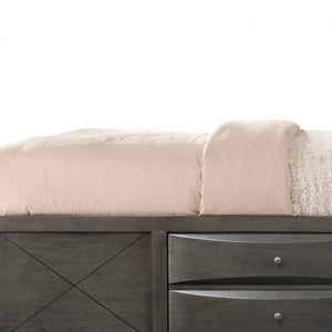 Gray Solid Wood Queen With Ten Drawers Bed Frame