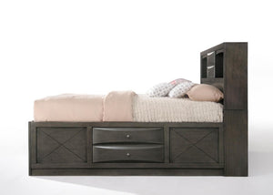Gray Solid Wood Queen With Ten Drawers Bed Frame
