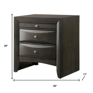 25" Solid Wood Two Drawer Nightstand