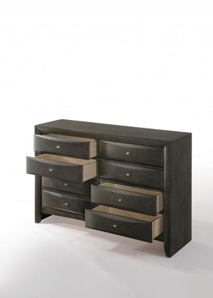 59" Gray Wood Eight Drawer Double Dresser
