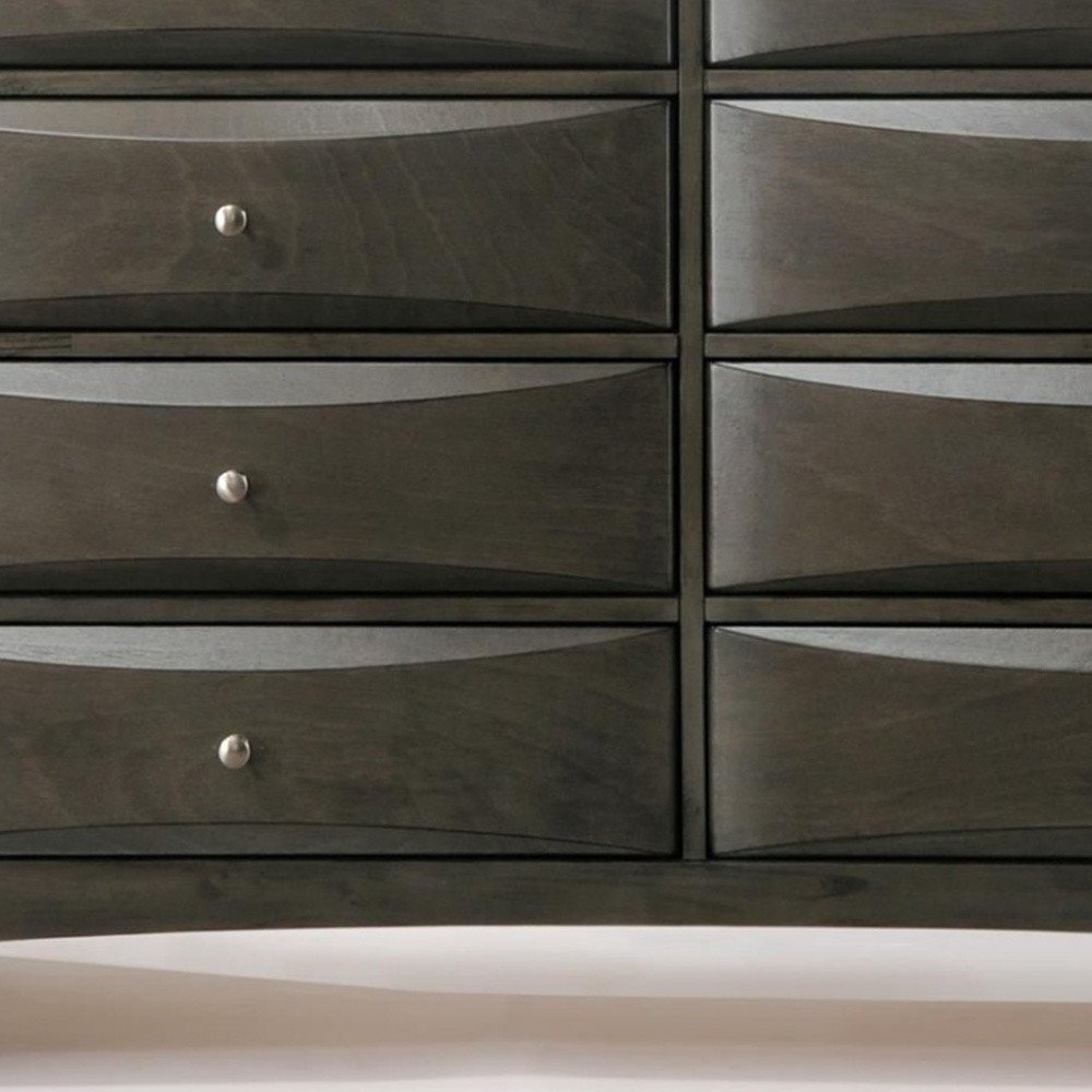 59" Gray Wood Eight Drawer Double Dresser