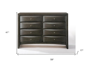 59" Gray Wood Eight Drawer Double Dresser