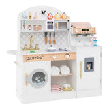 3-IN-1 Kids Furniture: Kids Table Chairs Set + Bookshelf + White Play Kitchen Sets